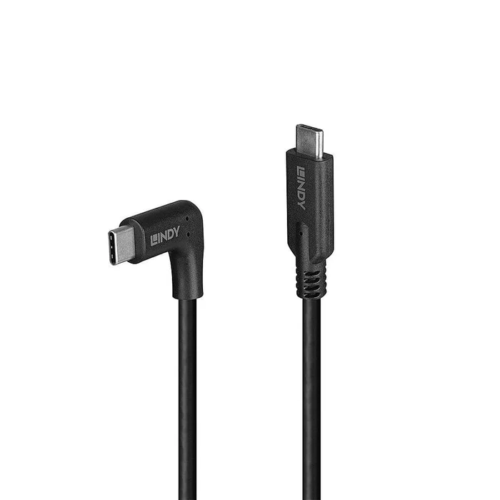 LINDY 32019 – 1.5m USB 3.2 Typ C Kabel, 90° gewinkelt, 10GBit/s – USB Typ C Stecker an C Stecker