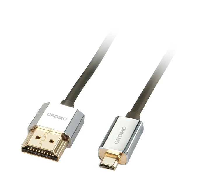 LINDY 41680 CROMO® Slim High-Speed-HDMI®-Kabel mit Ethernet, Typ A/D, 0,5m – Monitork