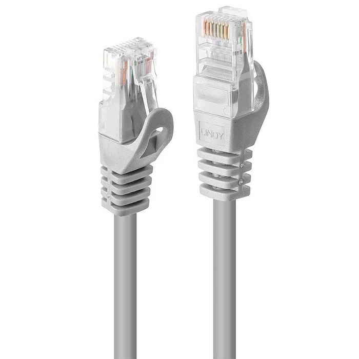 LINDY 48406 1m Cat.5e U/UTP Netzwerkkabel, grau, 50 Stück – RJ45-Stecker, 100MHz, CCA