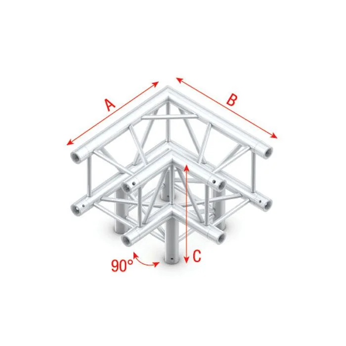 MILOS Pro-30 Square F Truss – Corner 3-way QLVF30 – 90° corner – heavy duty – silver – F
