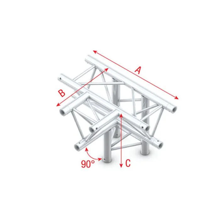 MILOS Pro-30 Triangle F Truss – T-Cross + down 4-way – 71 cm ATF42 – 90° corner