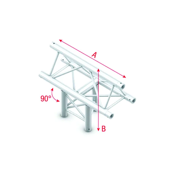 MILOS Pro-30 Triangle P Truss – T-Cross vertical – 3-way – apex up – 50 cm ATB35Bsp – 90° corner – silver – P