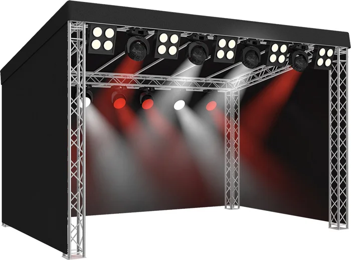 Naxpro-Truss Flachdach-Bühne FR06 – 6,00 x 4,00 x 3,36/4,01 m (BxLxH)