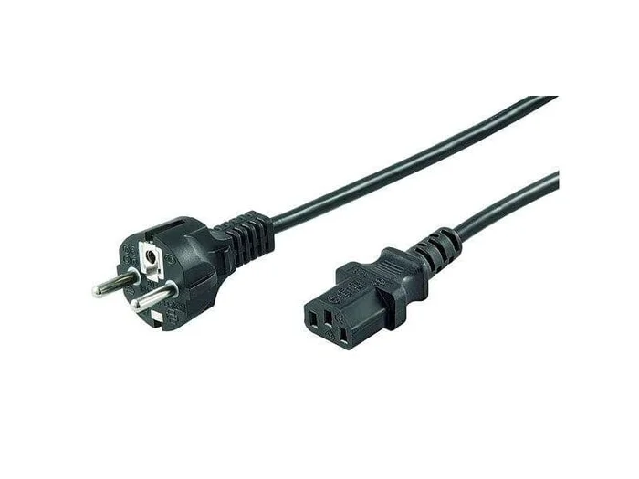 Netzkabel, Schutzkontakt-Stecker gerade auf IEC 320-C13 Buchse, 2 Meter