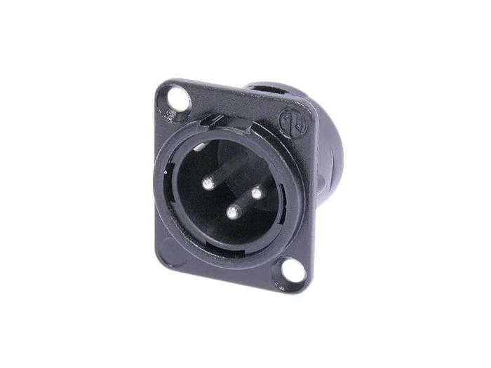 Neutrik 3-pol. Einbau männlich quadratische Version, schwarz, Lötanschluß