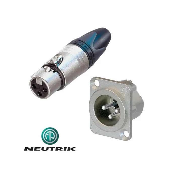 Neutrik 3-pol XLR SET1 – NC3FXX Kabelbuchse + NC3MD-LX Einbaustecker