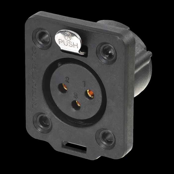 NEUTRIK XLR 3P Chassis – female TOP Goldkontakte – schwarzes Gehäuse