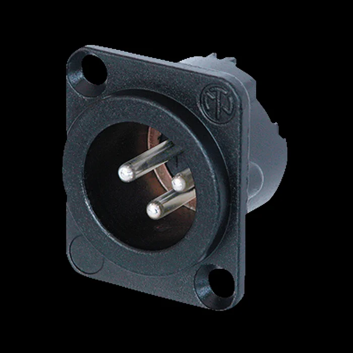 NEUTRIK XLR 3P Chassis – male Silberkontakte – schwarzes Metallgehäuse