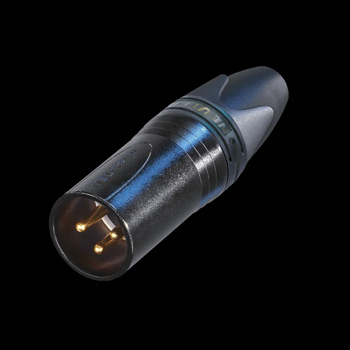 NEUTRIK XLR 3P male Black housing Silberkontakte – schwarzes Metallgehäuse