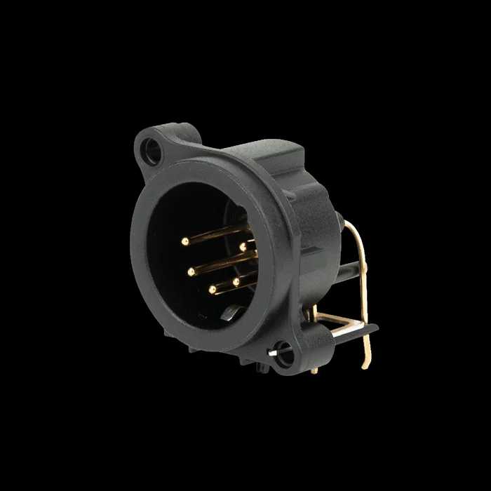 NEUTRIK XLR 5-pin male chassis Vergoldet – horizontale Leiterplattenmontage – IP40 – black