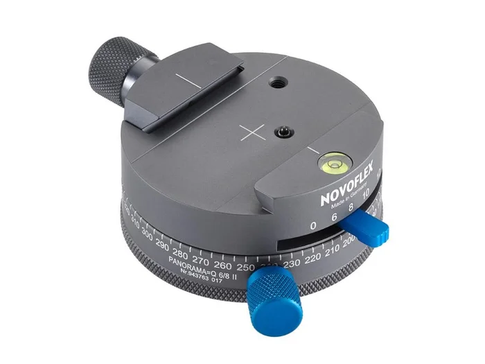 Novoflex Panoramaplatte Q=6/8 mit Schnellkupplung, – Gravur 360 Grad, Rastungen 6/8/1