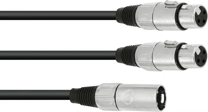 OMNITRONIC Adapterkabel XLR(M)/2xXLR(F) 3m sw