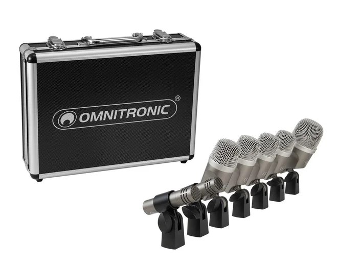 OMNITRONIC MIC 77-7LMH MK2 Schlagzeug-Mikrofonset – 7-teiliges Mikrofon-Komplettset für Drumsets