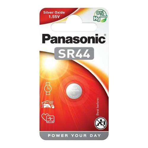PANASONIC 1,55V Zink-Knopfzelle Silver Qxide (SR44 / 180 mAh) – im Blister