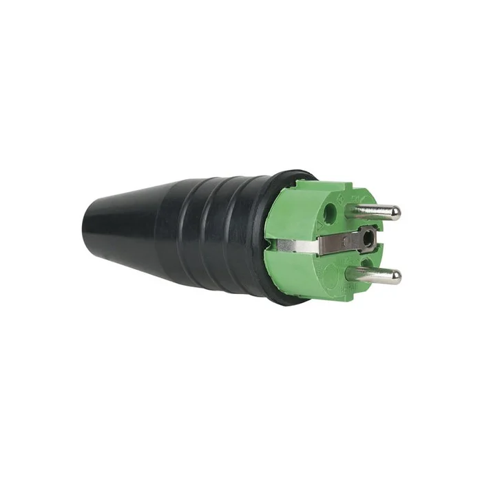 PCE – Rubber Schuko 230V/240V CEE7/VII Connector Male Grün
