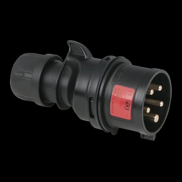 PCE CEE 16 A/400 V 5-pin Plug male Schwarz – Turbo Terminal – screwless – IP44