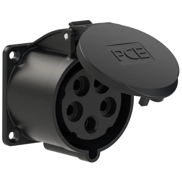 PCE CEE-Anbausteckdose gerade (70x70mm) 32A 5p 6h IP44/IP54 schwarz