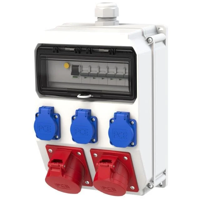 PCE Wandverteiler Kunststoff Baureihe ANIF7 – BV 32/5 16/5 3xSSD M32oBVu HKL Ea IP54
