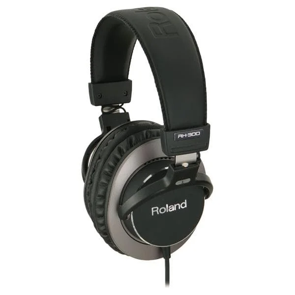 ROLAND RH-300 – Professioneller On-Ear Stereo-Kopfhörer (3,5mm Stereo-Miniklinke + 6,3mm Adapter) – in schwarz