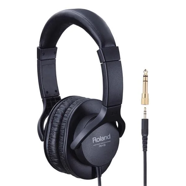 ROLAND RH-5 – Geschlossener On-Ear Stereo-Kopfhörer (3,5mm Stereo-Miniklinke + 6,3mm Adapter) – in schwarz