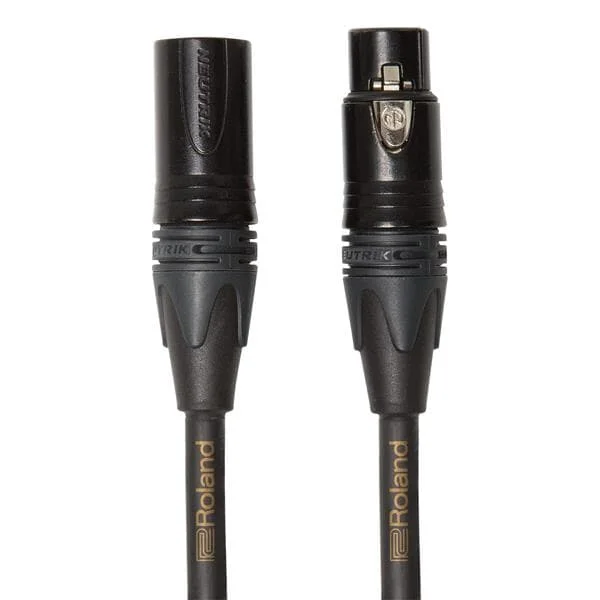 ROLAND RMC-G25 – Symmetrisches Mikrofonkabel mit vergoldeten NEUTRIK XLR-Anschlüssen (XLR 3-pol female / XLR 3-pol male / 7,50m) – in schwarz