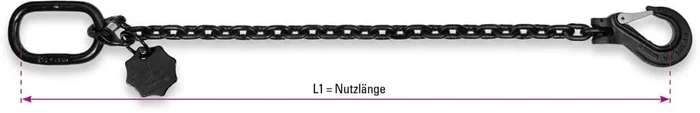 SAFETEX 1,12 t Anschlagkette mit Lasthaken, 6 mm, 2 m, BLACKLINE