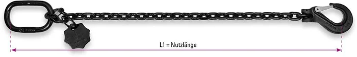 SAFETEX 1,12 t Anschlagkette mit Lasthaken, 6 mm, 4 m, BLACKLINE