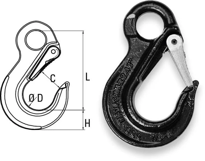 SAFETEX 1,12 t Beschlagteile für Anschlagketten, Lasthaken mit Öse, 6 mm, BLACKLINE