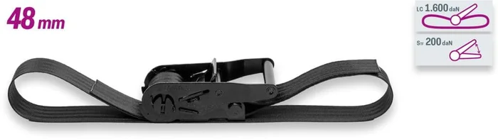 SAFETEX 1,6 t Zurrgurt mit Druckratsche Mini-Type, 48 mm, 6 m, 1-teilig, BLACKLINE