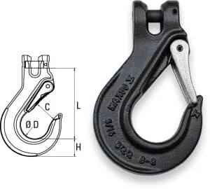 SAFETEX 2,00 t Beschlagteile für Anschlagketten, Lasthaken mit Gabelkopfanschluss, 8 mm, BLACKLINE