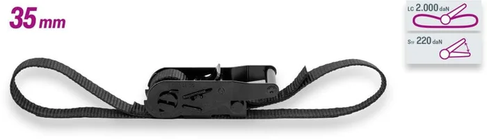 SAFETEX 2 t Zurrgurt mit Druckratsche 35 mm, 8 m, 1-teilig BLACKLINE