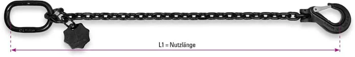 SAFETEX 3,15 t Anschlagkette mit Lasthaken, 10mm, 1 m, BLACKLINE
