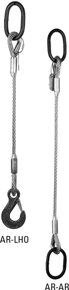 SAFETEX Drahtseilgehänge, 14 mm, 1000 kg, 2 m, verzinkt, mit Aufhängering und Lasthaken-LHO, nach EN 13414 Einstrang