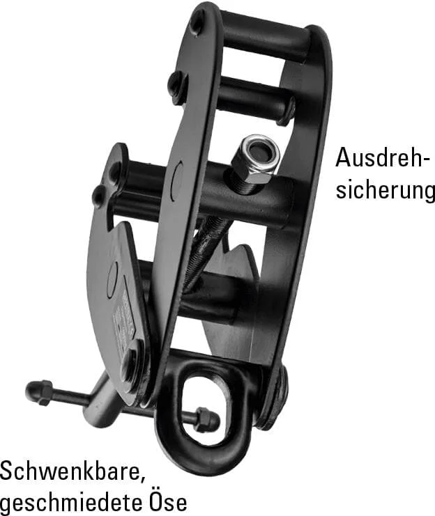 SAFETEX Hebezeuge, Trägerklemmen mit geschmiedeter schwenkbarer Öse, 1000 kg, BLACKLINE