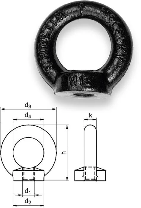 SAFETEX Ringmutter M16, 700 kg, DIN 582, im Gesenk geschmiedet BLACKLINE