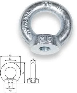 SAFETEX Ringmutter M20, 1200 kg, DIN 582, im Gesenk geschmiedet