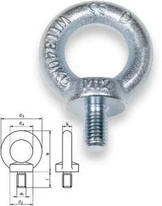 SAFETEX Ringschraube M12, 340 kg, DIN 580, im Gesenk geschmiedet