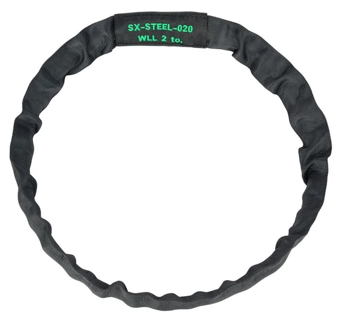 SAFETEX Rundschlingen SX-STEEL mit STAHLSEIL-Einlage, 0,5 m Nutzlänge, Umfang 1m, 2t, BLACKLINE
