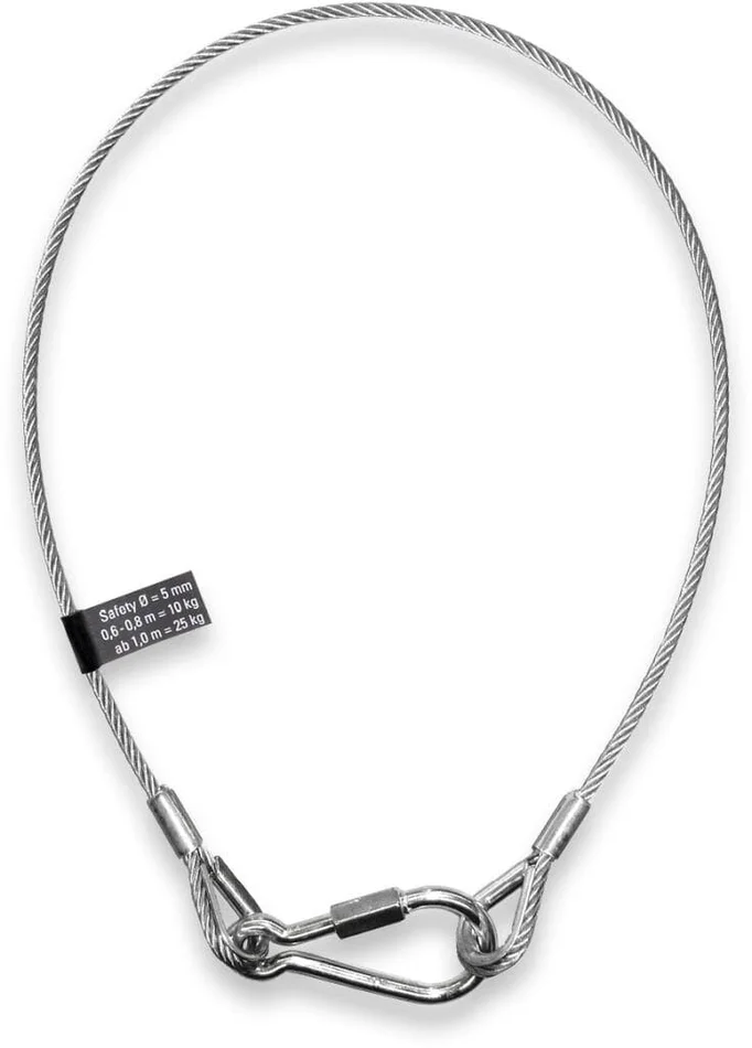 SAFETEX Safety-Sicherungsseil 5 mm, 1,50 m mit Kauschen und Karabinerhaken nach DGUV
