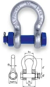 SAFETEX Schäkel 1,50 t hochfest vergütet, 7/16″ geschweift mit Bolzen, Mutter und Splint