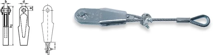 SAFETEX Seilschloss DIN 15315, verzinkt, mit Keil, Bolzen und Splint, 5-6 mm