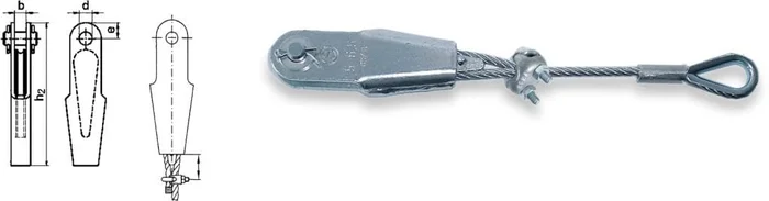 SAFETEX Seilschloss DIN 15315, verzinkt, mit Keil, Bolzen und Splint, 9-11 mm