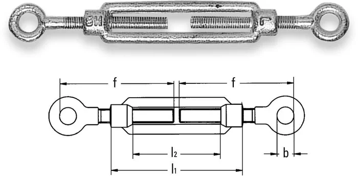 SAFETEX Spannschloss mit 2 Ösen, M12, verzinkt