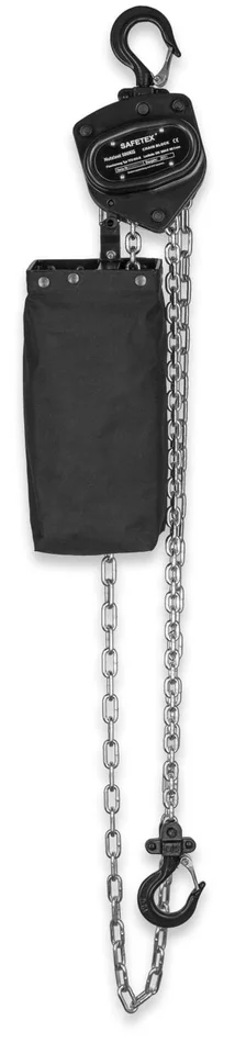 SAFETEX Stirnradflaschenzug 500 kg, 14 m Kette, MIT Kettenspeicher, BLACKLINE
