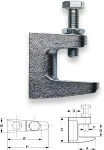 SAFETEX Trägerklammer M16 aus Temperguss mit Schraube und Kontermutter, 550 kg