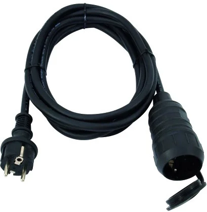 Schutzkontakt Verlängerung 3×1.5mm 1,5m konfektioniert mit Kunststoff Stecker/Kupplung IP44