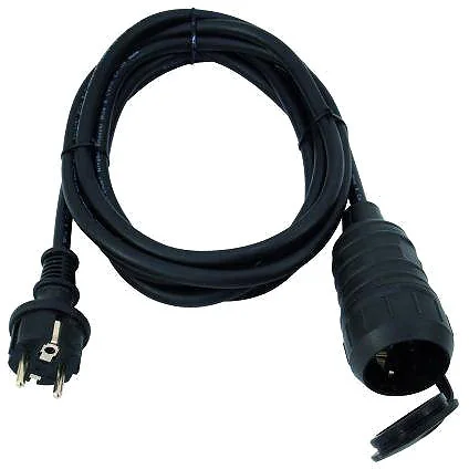 Schutzkontakt Verlängerung 3×1,5mm 5,0m konfektioniert mit Kunststoff Stecker/Kupplung IP44