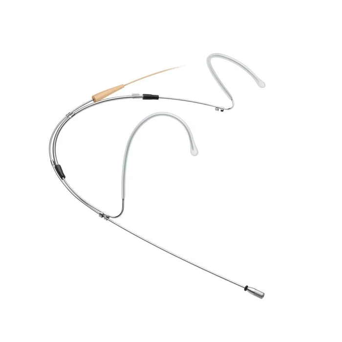 Sennheiser HM 200 Nackenbügelmikrofon (Mikrofon silber, Ohrbügel transparent, festes Kabel beige