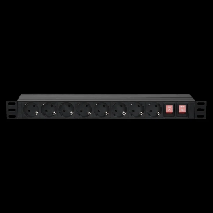 SHOWGEAR 19″ 1U Main Power Strip 16 Steuerung auf der Vorder- und Rückseite