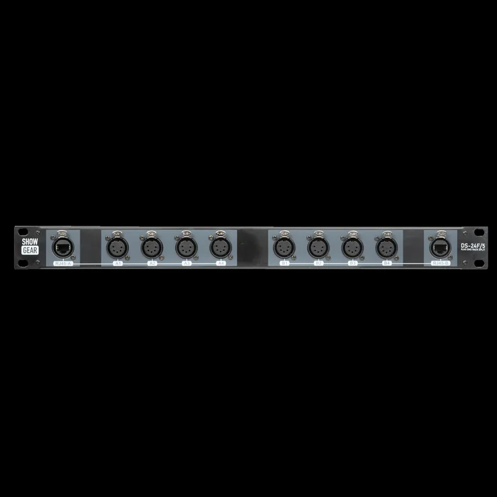 SHOWGEAR DS-24F/5 DMX Rack Split 8x 5-polige XLR-Female auf 2x RJ45-Female Konverter (4 Universen pro CAT-Kabel)